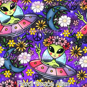 Floral Peace Aliens - Fabric