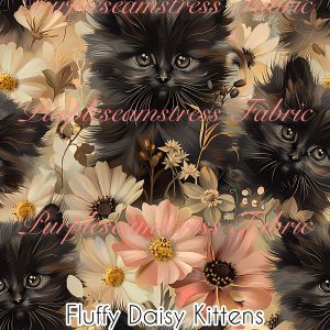 Fluffy Daisy Kittens - Fabric