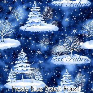 Frosty Blue Patch Forest - Fabric