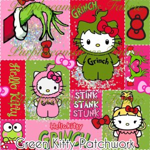 Green Kitty Patchwork - Fabric