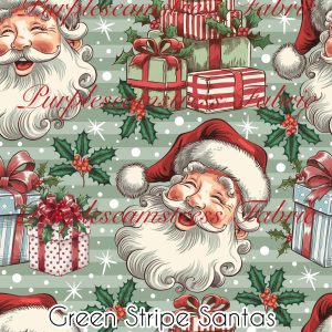 Green Stripe Santa - Fabric