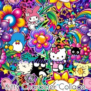 Kitty Character Collage - Fabric