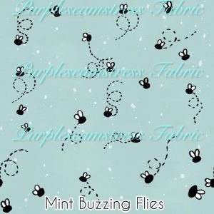 Mint Buzzing Flies - Fabric