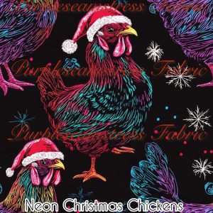 Neon Christmas Chickens - Fabric