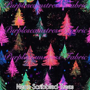 Neon Scribbled Trees - Fabric