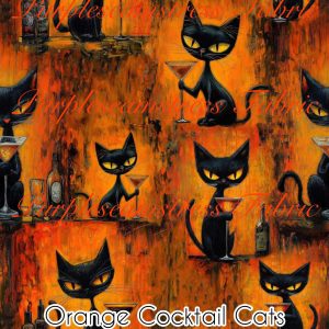 Orange Cocktail Cats - Fabric