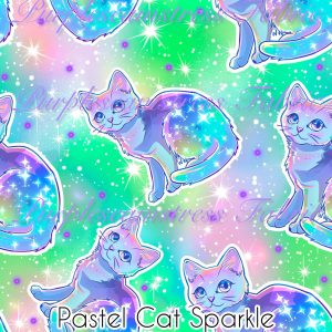 Pastel Cat Sparkle - Fabric