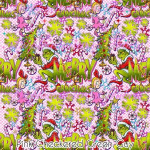 Pink Checkered Green Guy - Fabric
