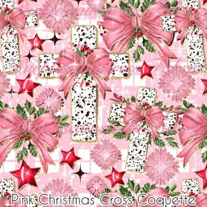 Pink Christmas Cross Coquette - Fabric