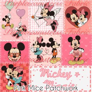 Pink Mice Patchwork - Fabric