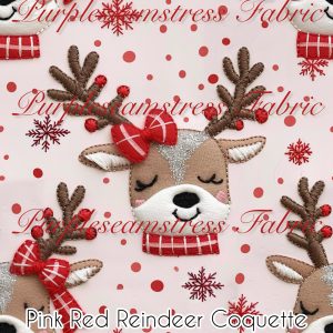 Pink Red Reindeer Coquette - Fabric