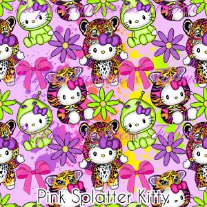 Pink Splatter Kitty - Fabric