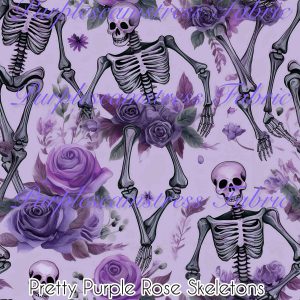 Pretty Purple Rose Skeletons - Fabric