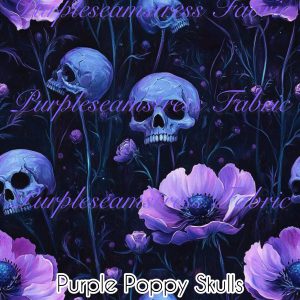 Purple Poppy Skulls - Fabric