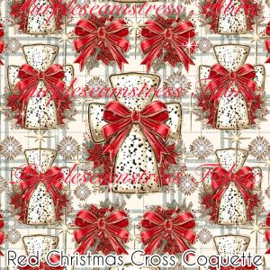 Red Christmas Cross Coquette - Fabric