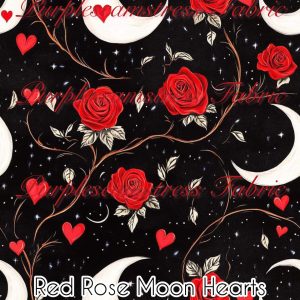 Red Rose Moon Hearts - Fabric