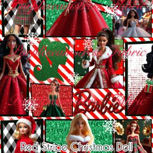 Red Stripe Christmas Doll - Fabric