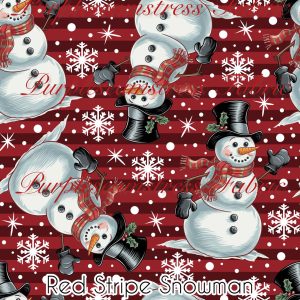 Red Stripe Snowman - Fabric