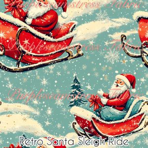Retro Santa Sleigh Ride - Fabric