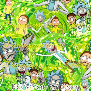 Rick & Morty on Green - Fabric