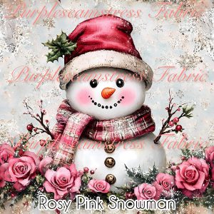 Rosy Pink Snowman - Fabric