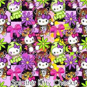 Splatter Kitty Checks - Fabric