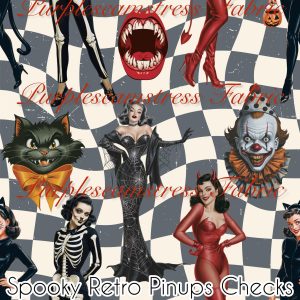 Spooky Retro Pinup Checks - Fabric
