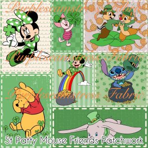 St Pattys Mouse Friend Patchwork - Fabric