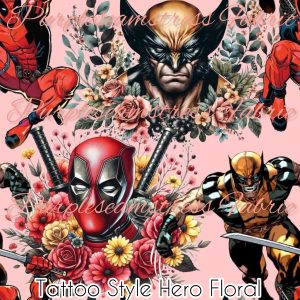 Tattoo Style Hero Floral - Fabric