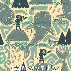 Teal Moana & Whale - Fabric