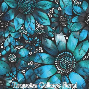 Turquoise Collage Floral - Fabric