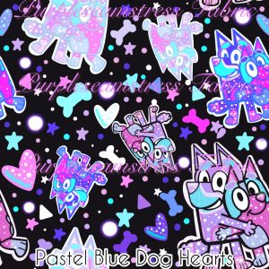 Pastel Blue Dog Hearts - Fabric