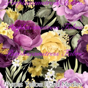 Purple Yellow Floral Medley - Fabric