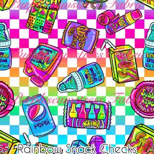 Rainbow Snack Checks - Fabric