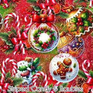 Striped Candy & Baubles - Fabric