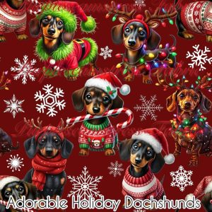 Adorable Holiday Dachshunds - Fabric
