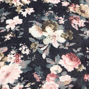 Beautiful Floral on Black Sheer Mesh