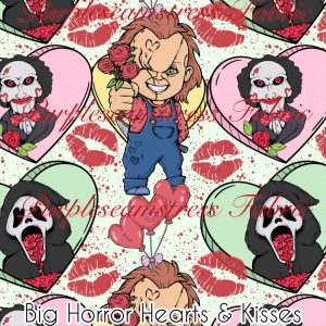 Big Horror Hearts & Kisses - Fabric