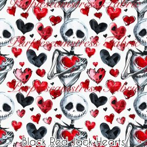 Black Red Jack Hearts - Fabric