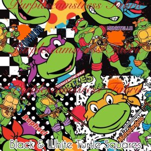 Black & White Turtle Squares - Fabric