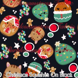 Christmas Squishes on Black - Fabric