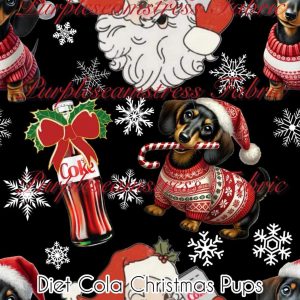 Diet Cola Christmas Pups - Fabric