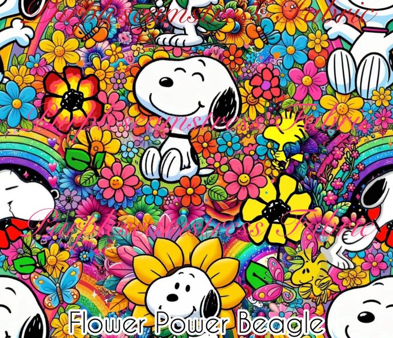 Flower Power Beagle Purpleseamstress Fabric