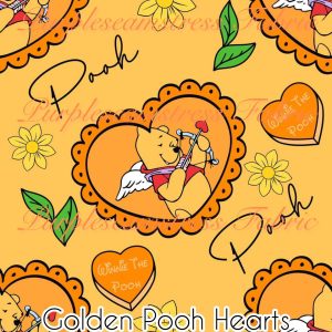 Golden Pooh Hearts - Fabric