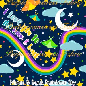 Moon & Back Rainbow Sky - Fabric