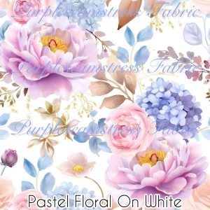 Pastel Floral on White - Fabric
