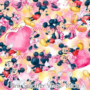Pink Splatter Vday Mice - Fabric