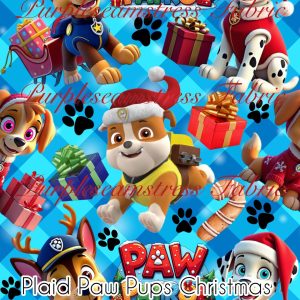 Plaid Paw Pups Christmas - Fabric