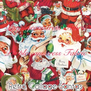 Retro Collage Santas - Fabric