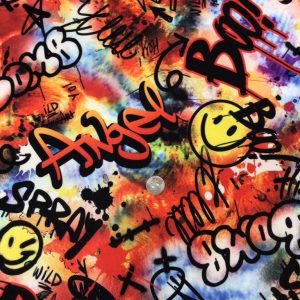 Smiley Graffiti Double Brushed Poly